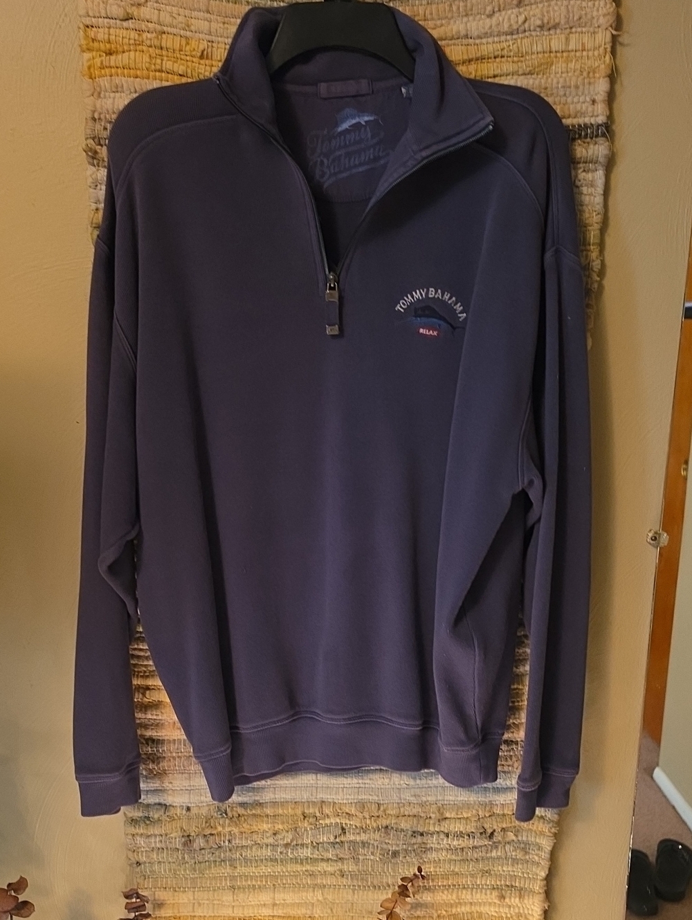 Tommy Bahama Navy Half-Zip Pullover with Subtle Logo